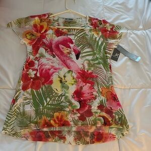 JM Collection XL Flamingo Blouse